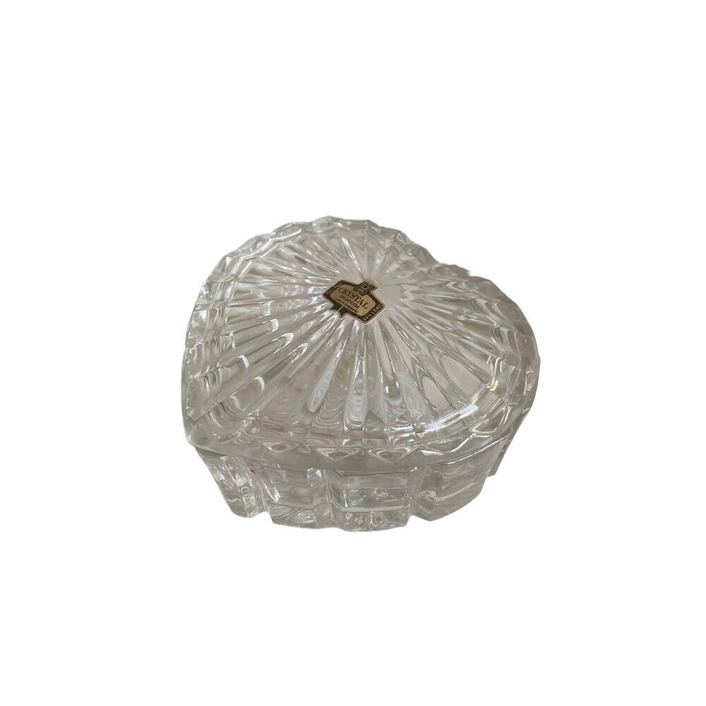 Zajecar 24% Lead Crystal Heart Shaped Trinket Vanity Box‎ Lid